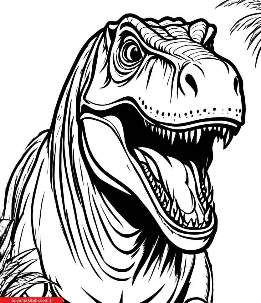 T-rex boyama sayfası – PDF indir, sevimli karakter