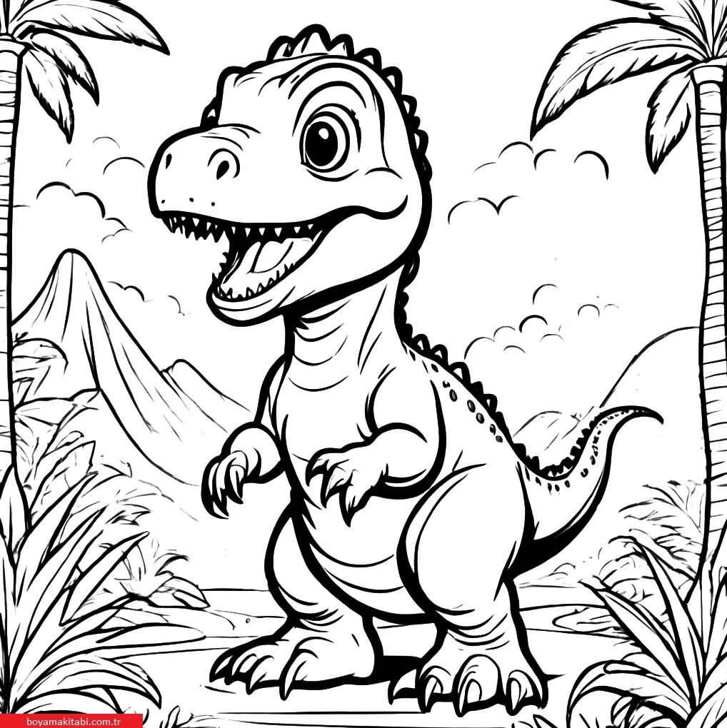 T-rex boyama sayfası – yaratıcılığı geliştirir, keyifli zaman