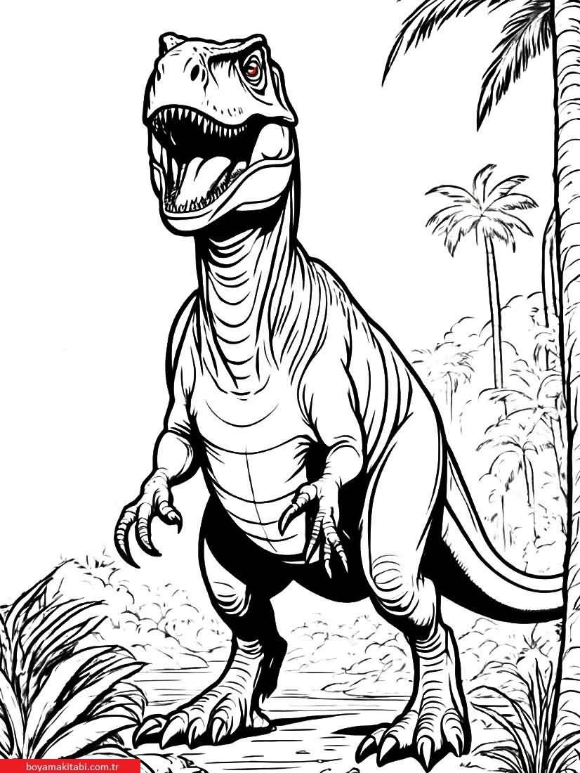 T-rex boyama sayfası – okul öncesi, evde etkinlik