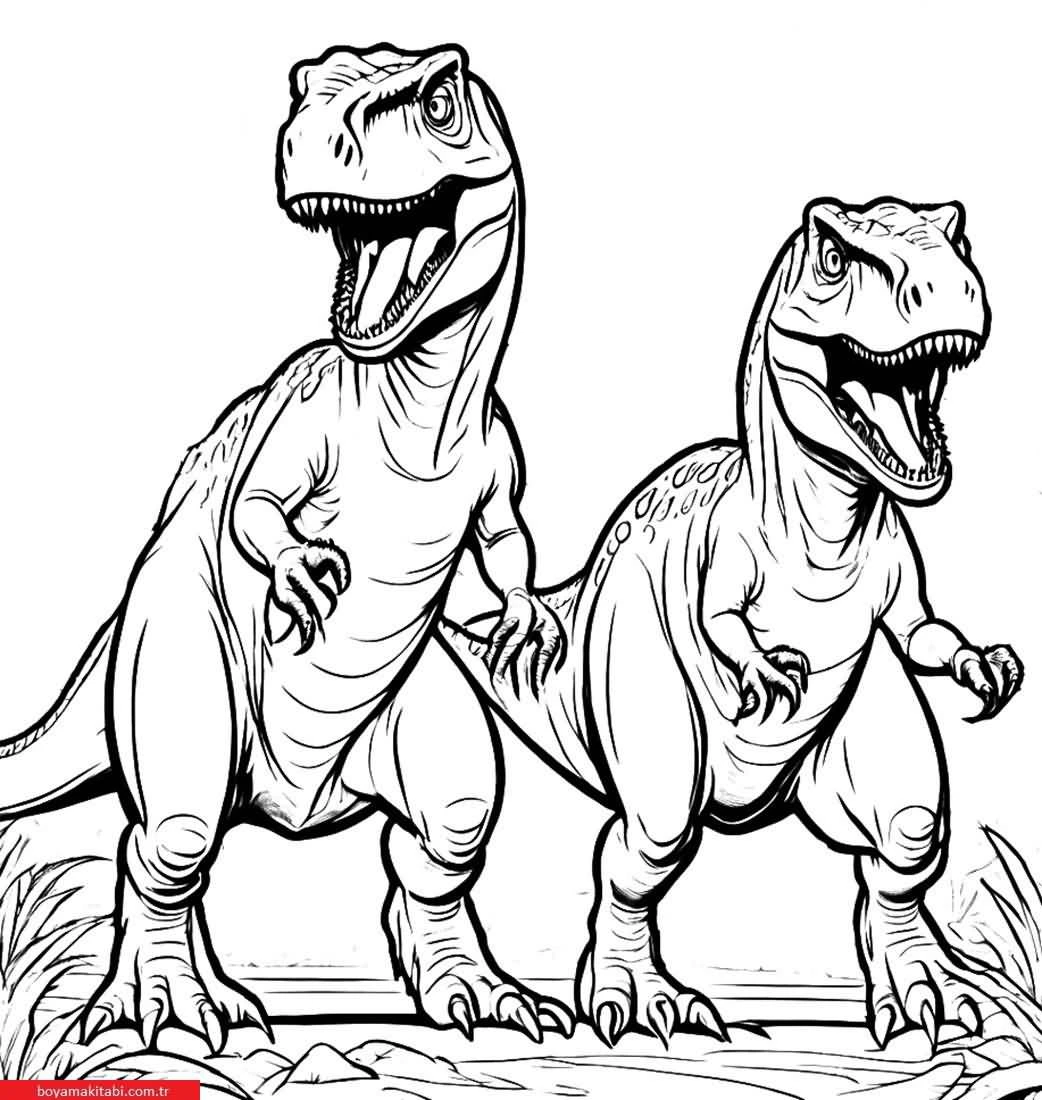 T-rex boyama sayfası – keyifli zaman, renkli çizimler