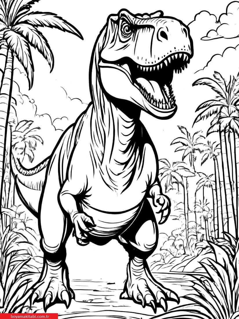 T-rex boyama sayfası – evde etkinlik, ücretsiz yazdır