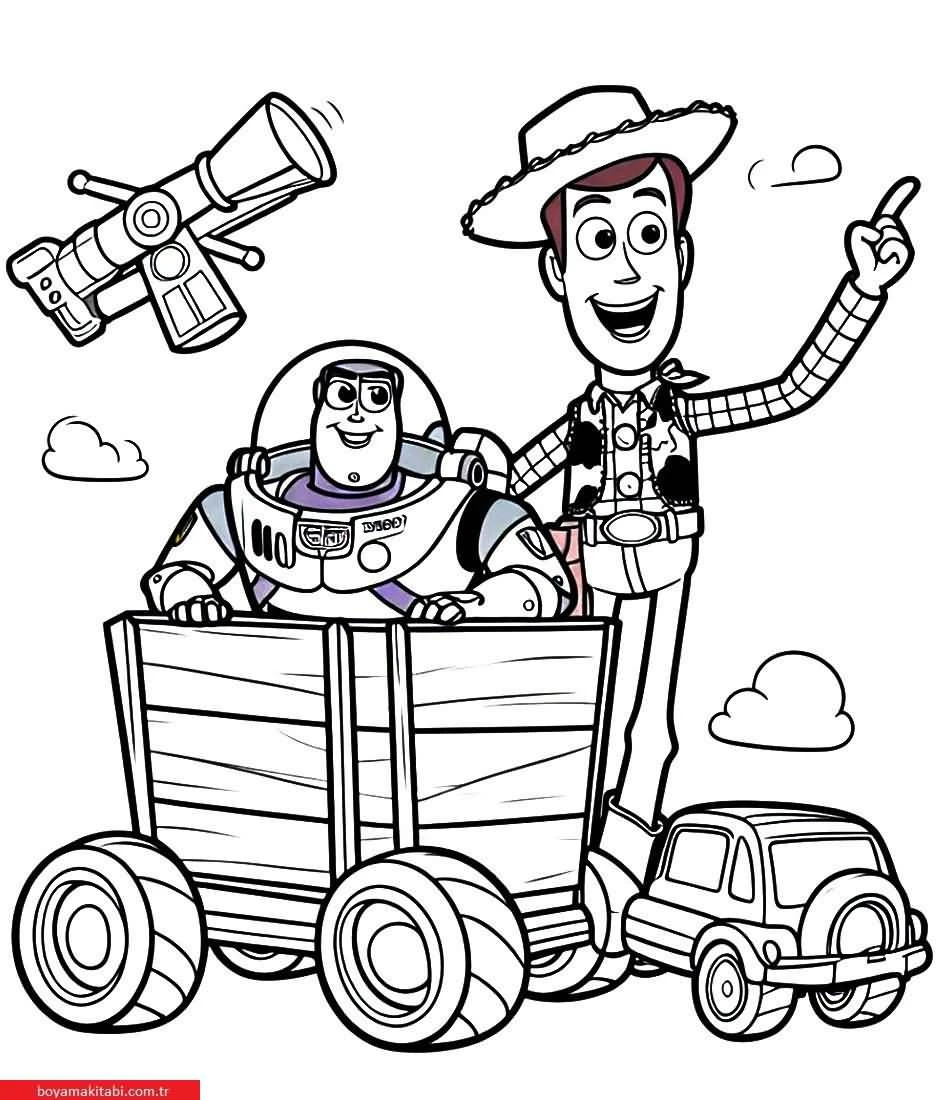 Toy Story boyama sayfası – renkli çizimler, okul öncesi