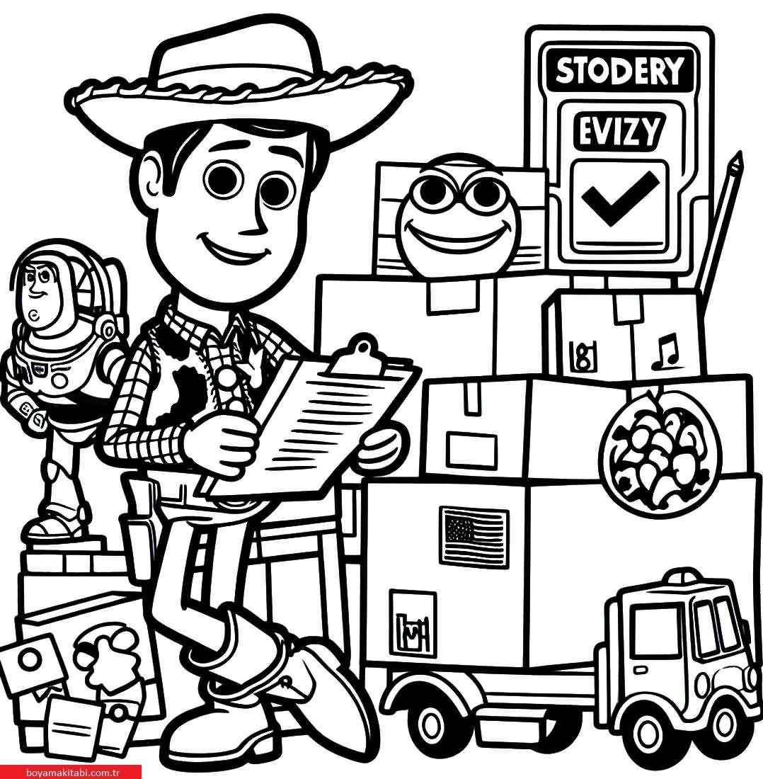 Toy Story boyama sayfası – okul öncesi, evde etkinlik