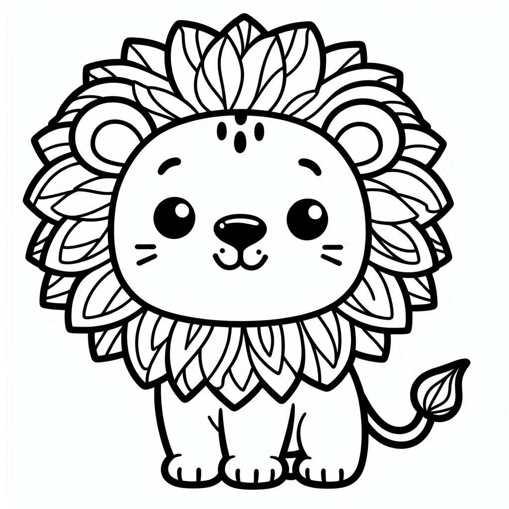 Aslan boyama sayfası – eğitici aktivite, yaratıcılık