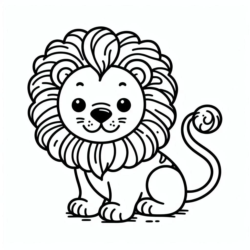 Aslan boyama sayfası – el becerilerini geliştirir, boyama çalışması