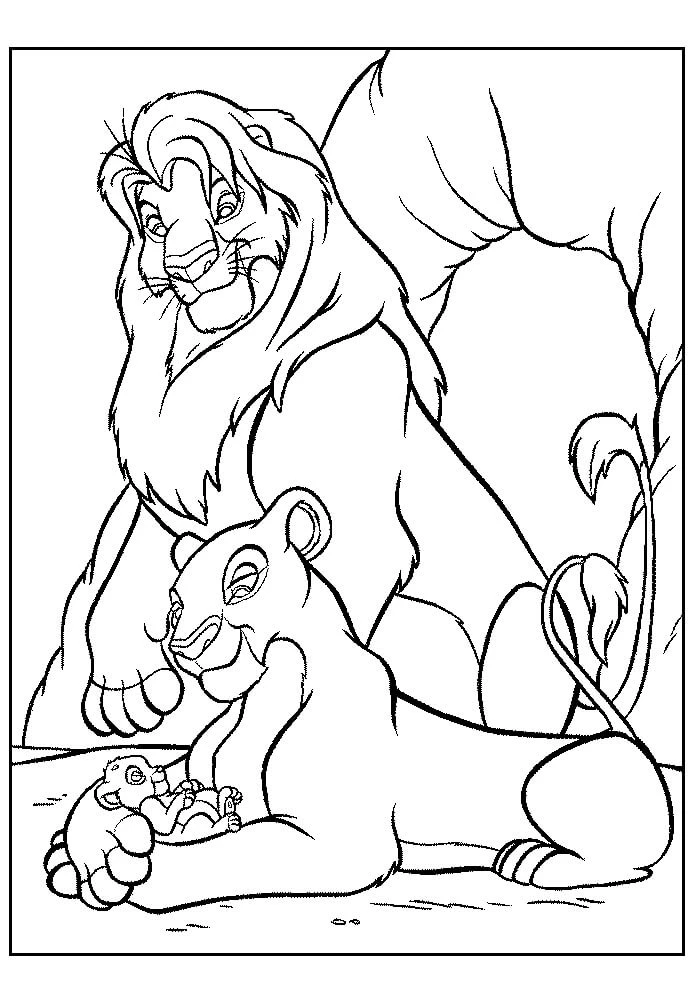 Aslan boyama sayfası – sanatsal çalışma, çocuklar için