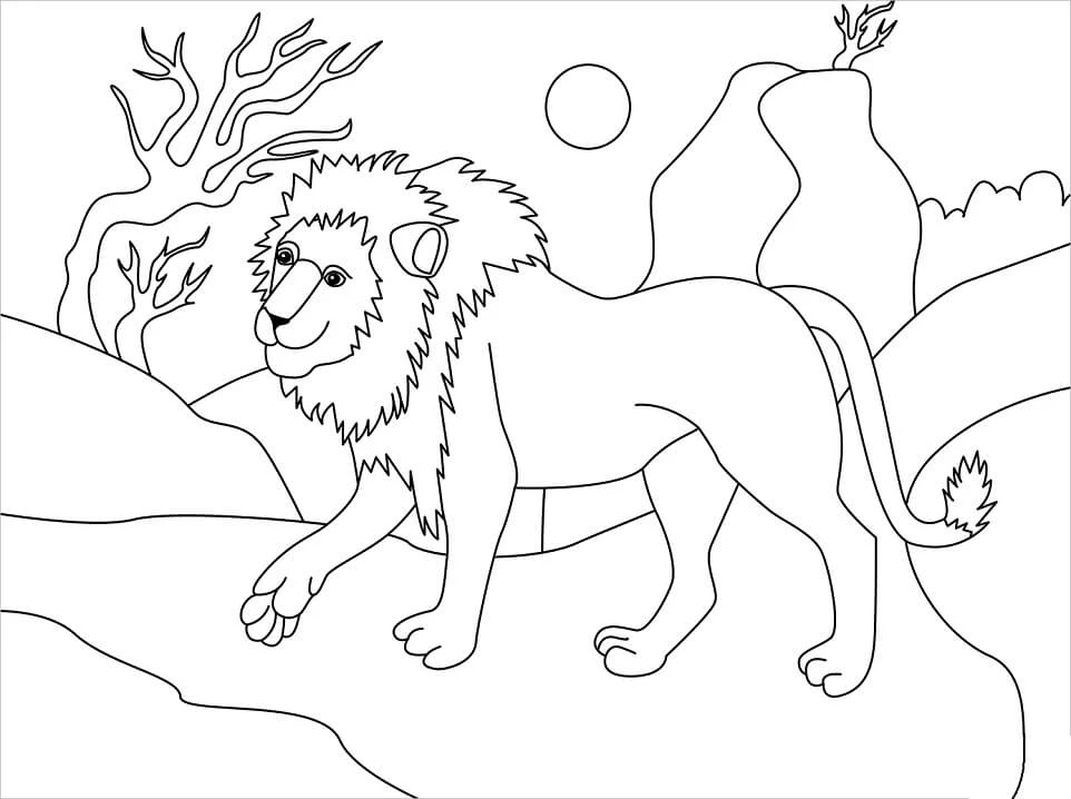 Aslan boyama sayfası – PDF indir, sevimli karakter
