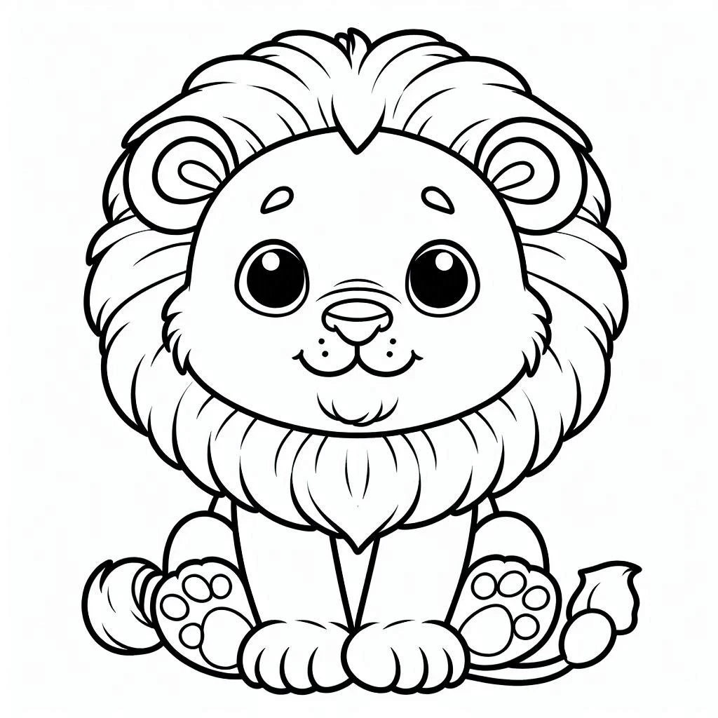 Aslan boyama sayfası – el becerilerini geliştirir, boyama çalışması
