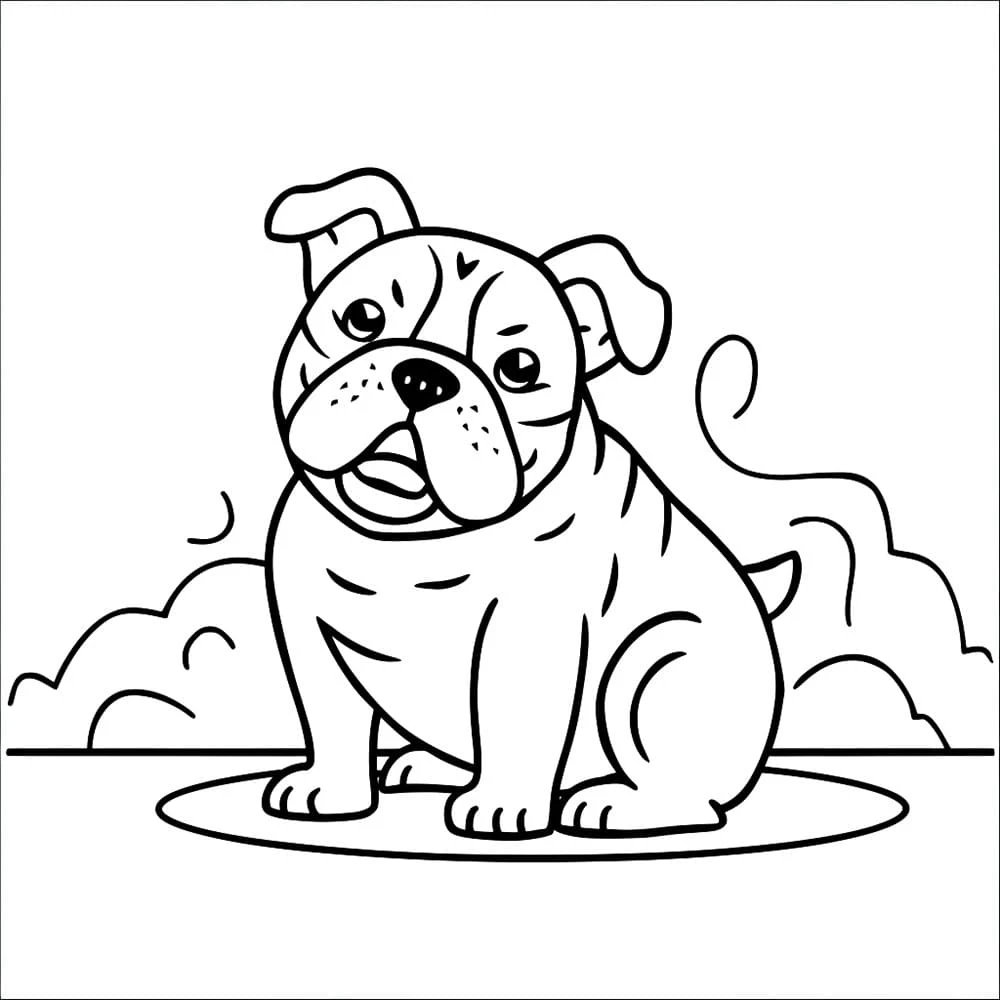 Buldog boyama sayfası – PDF indir, sevimli karakter