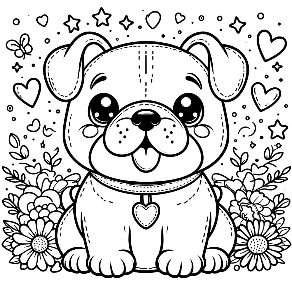 Buldog boyama sayfası – boyama etkinliği, çocuk aktivitesi