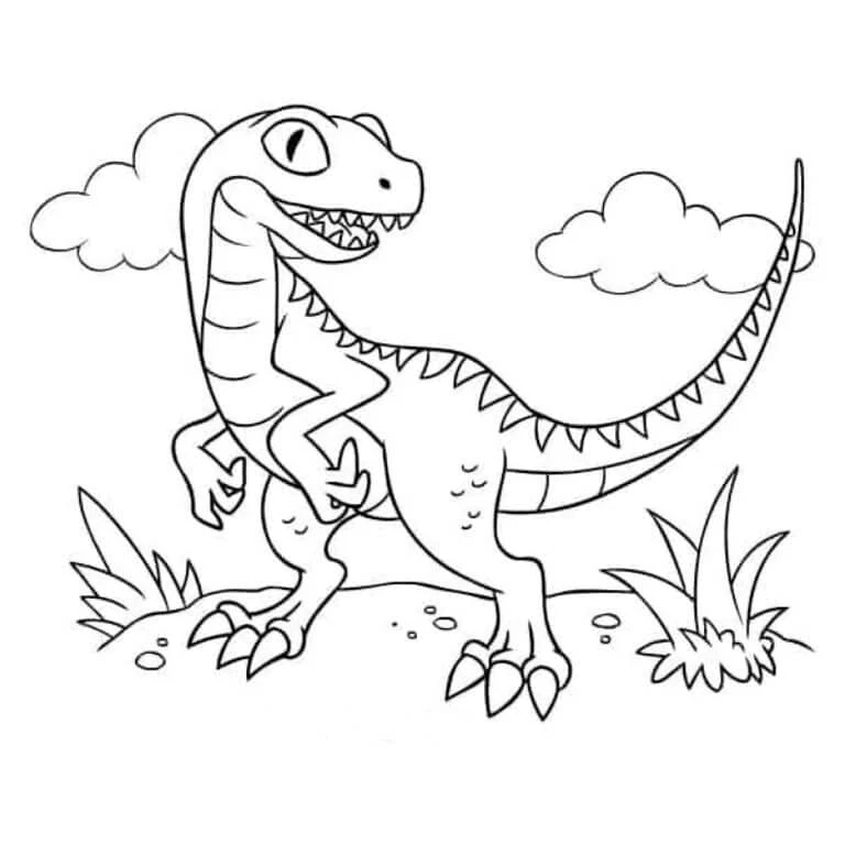 Dinozor boyama sayfası – çizgi film temalı, basit çizim