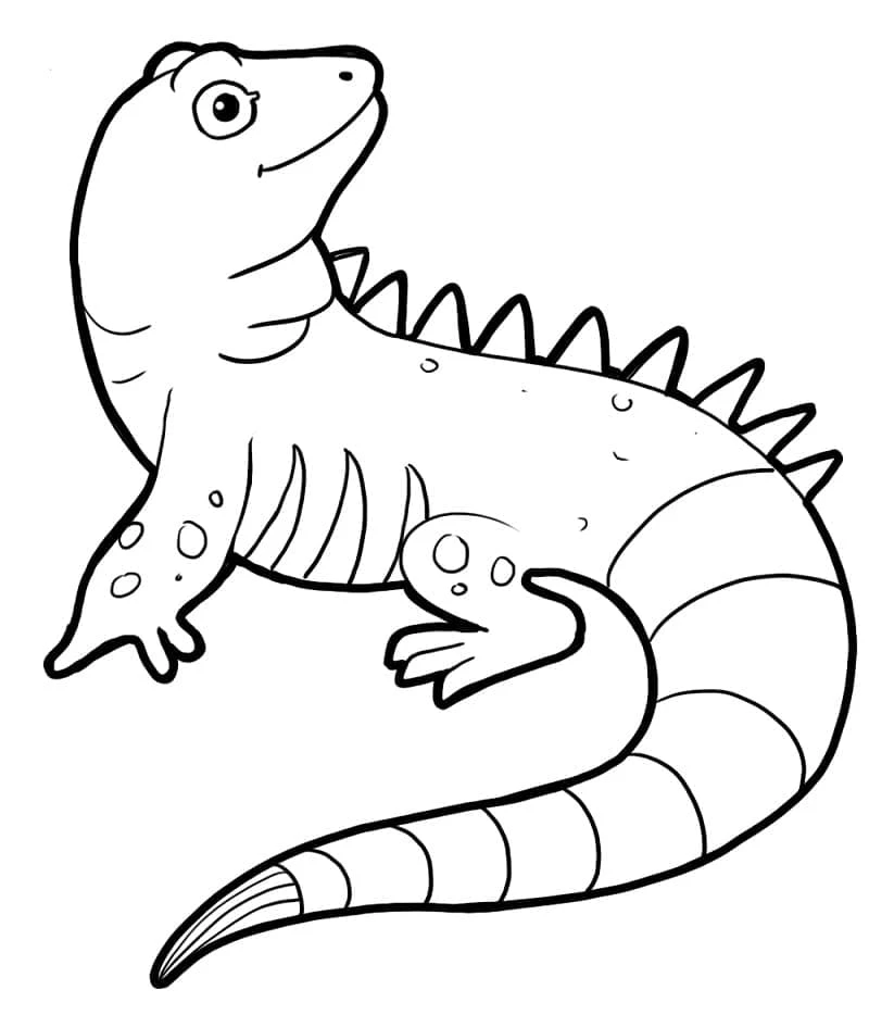 Iguana boyama sayfası – eğlenceli etkinlik, el becerilerini geliştirir