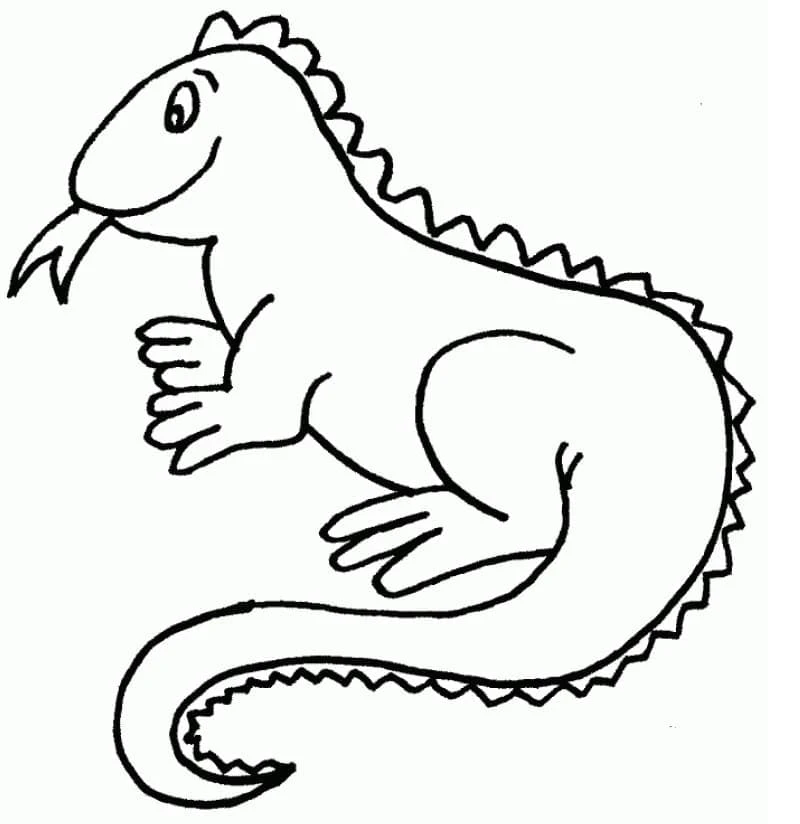 Iguana boyama sayfası – sanatsal çalışma, çocuklar için