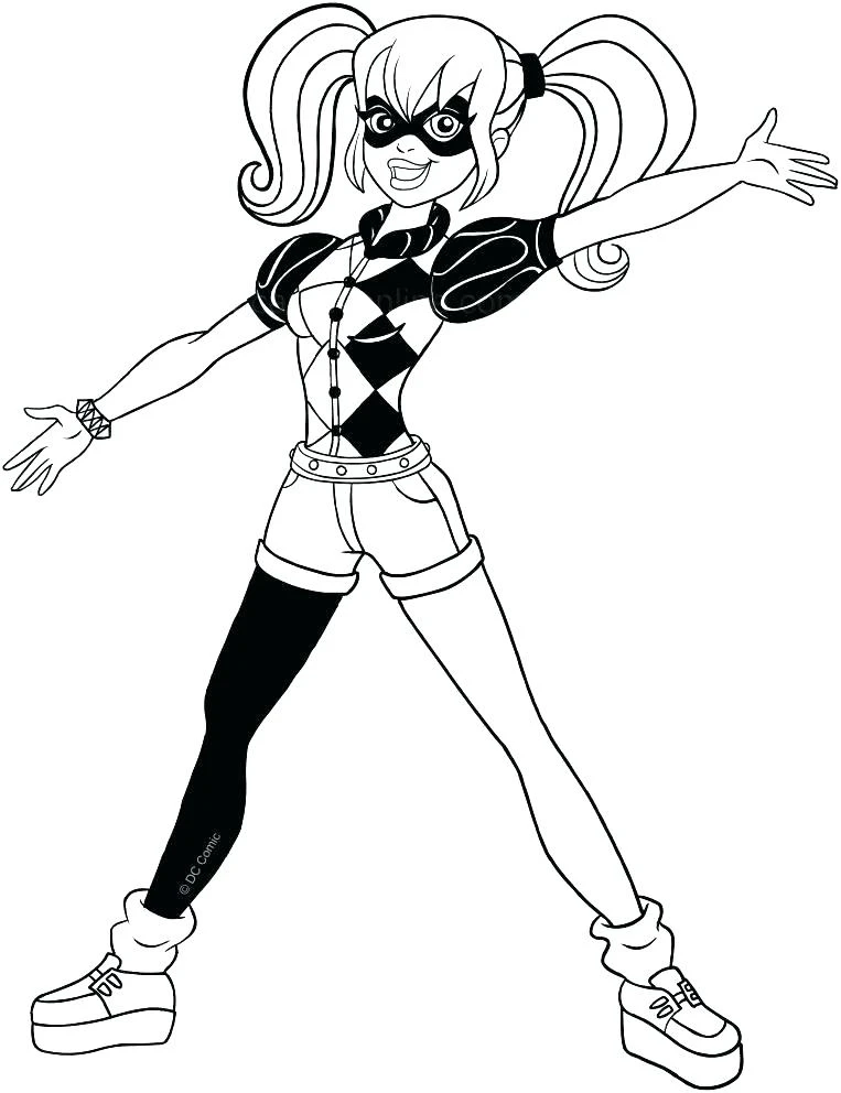 Harley Quinn boyama sayfası – keyifli zaman, renkli çizimler