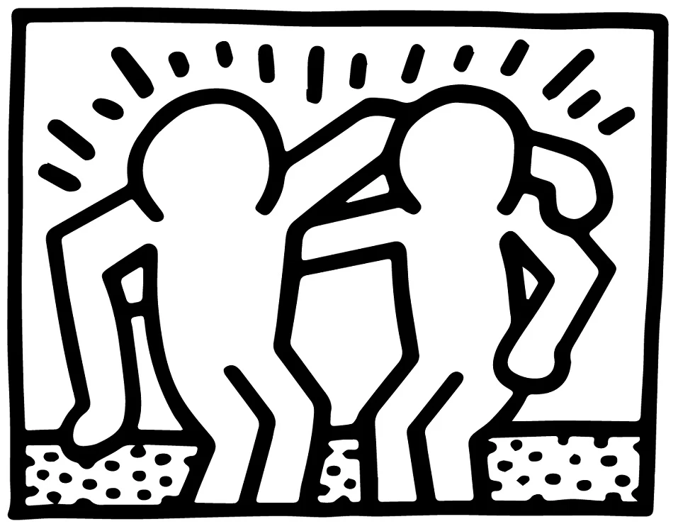 Keith Haring boyama sayfası – kolay boyama, eğitici aktivite