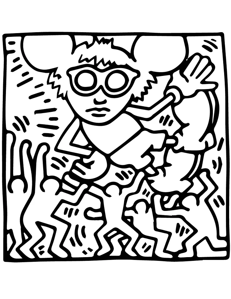 Keith Haring boyama sayfası – eğlenceli etkinlik, el becerilerini geliştirir
