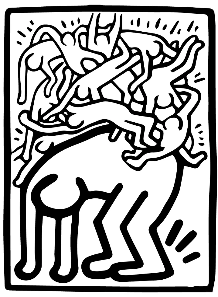 Keith Haring boyama sayfası – okul öncesi, evde etkinlik