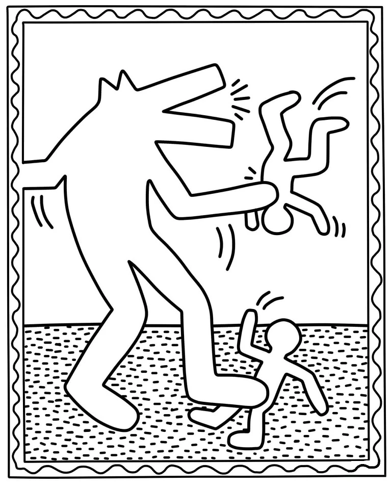 Keith Haring boyama sayfası – boyama etkinliği, çocuk aktivitesi