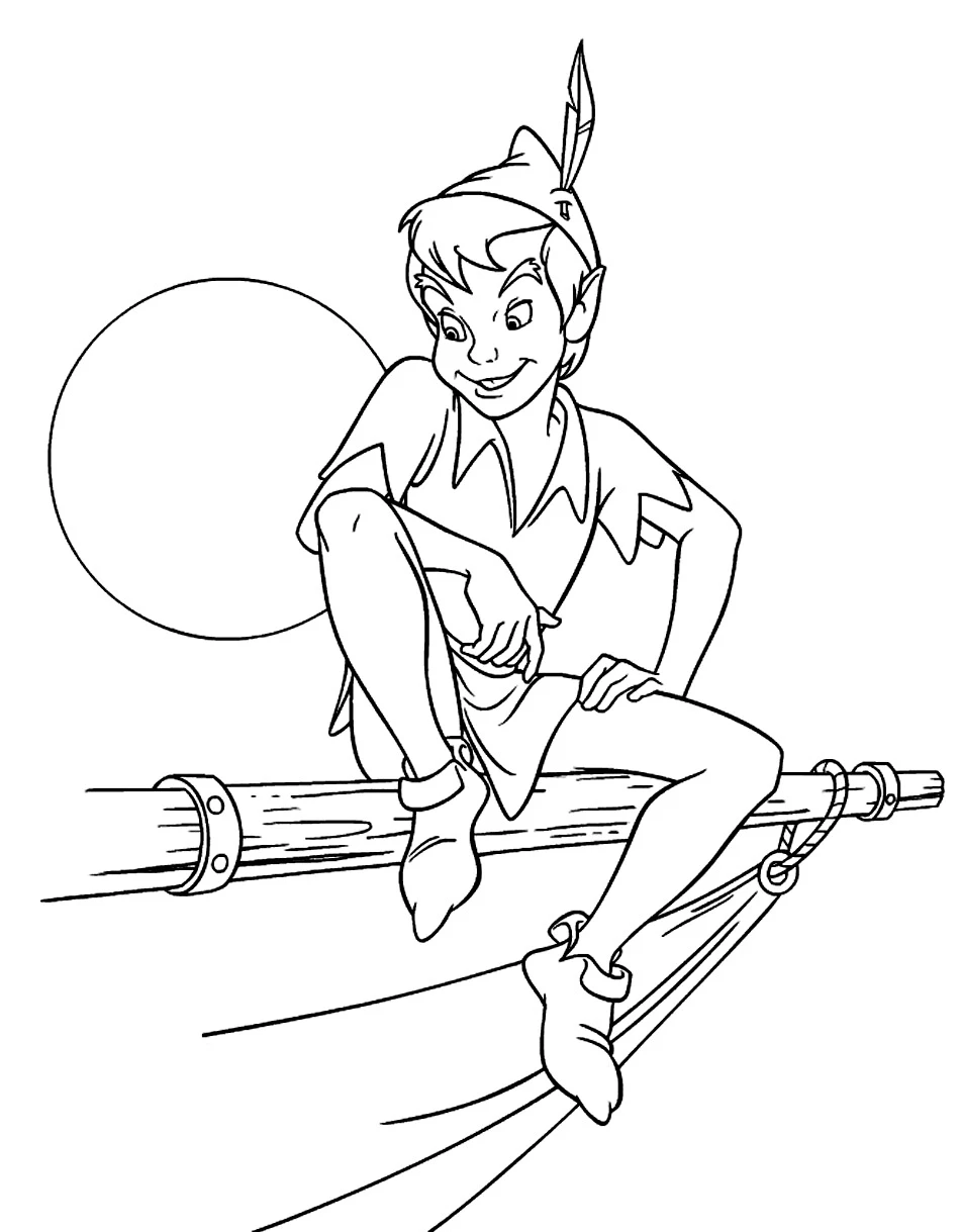 Peter Pan boyama sayfası – sevimli karakter, sanatsal çalışma