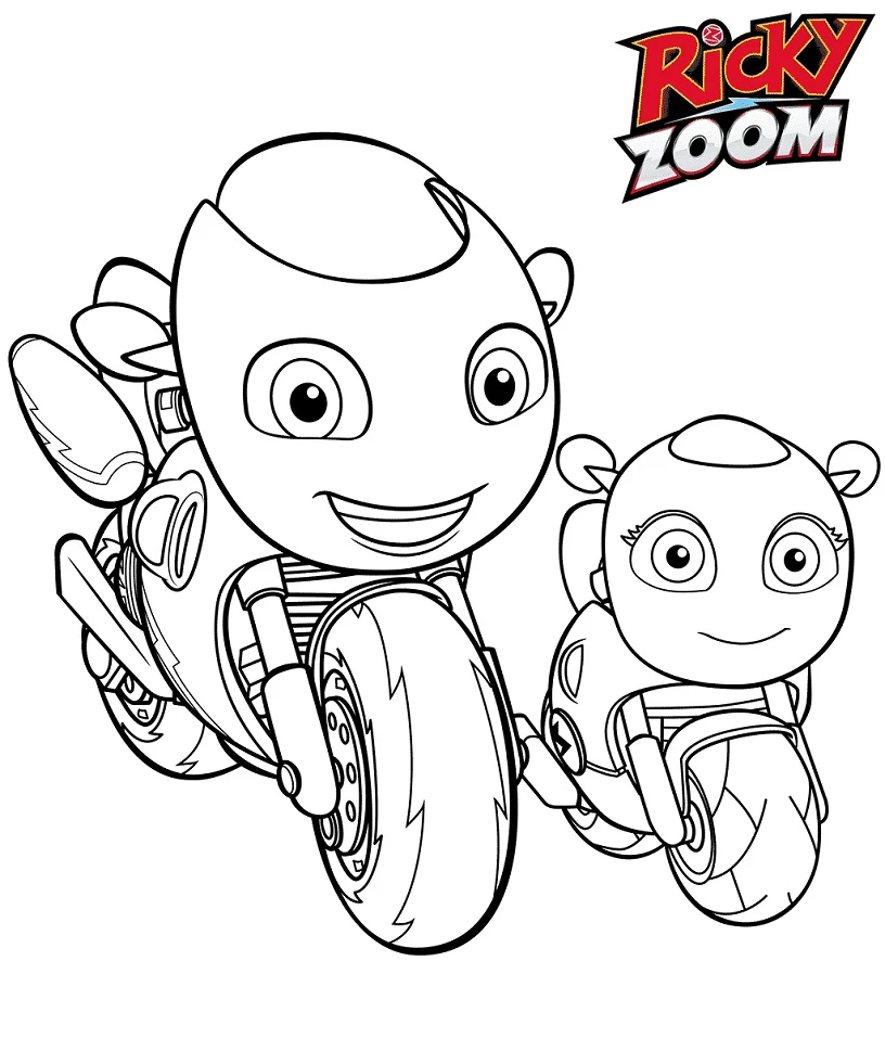 Ricky Zoom boyama sayfası – renkli çizimler, okul öncesi
