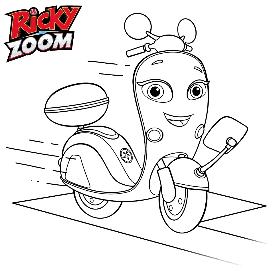 Ricky Zoom boyama sayfası – çocuklar için, çizgi film temalı