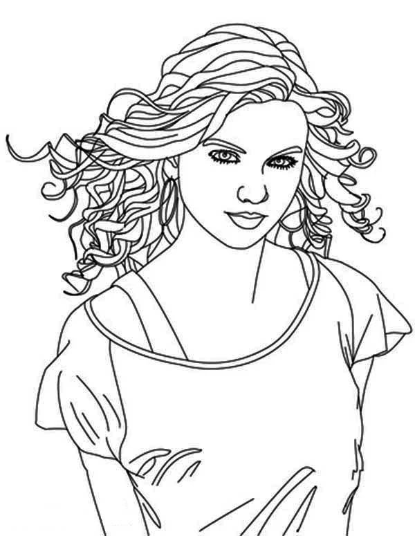 Taylor Swift boyama sayfası #4 – ilkokul öğrencileri için, hayal gücünü besler