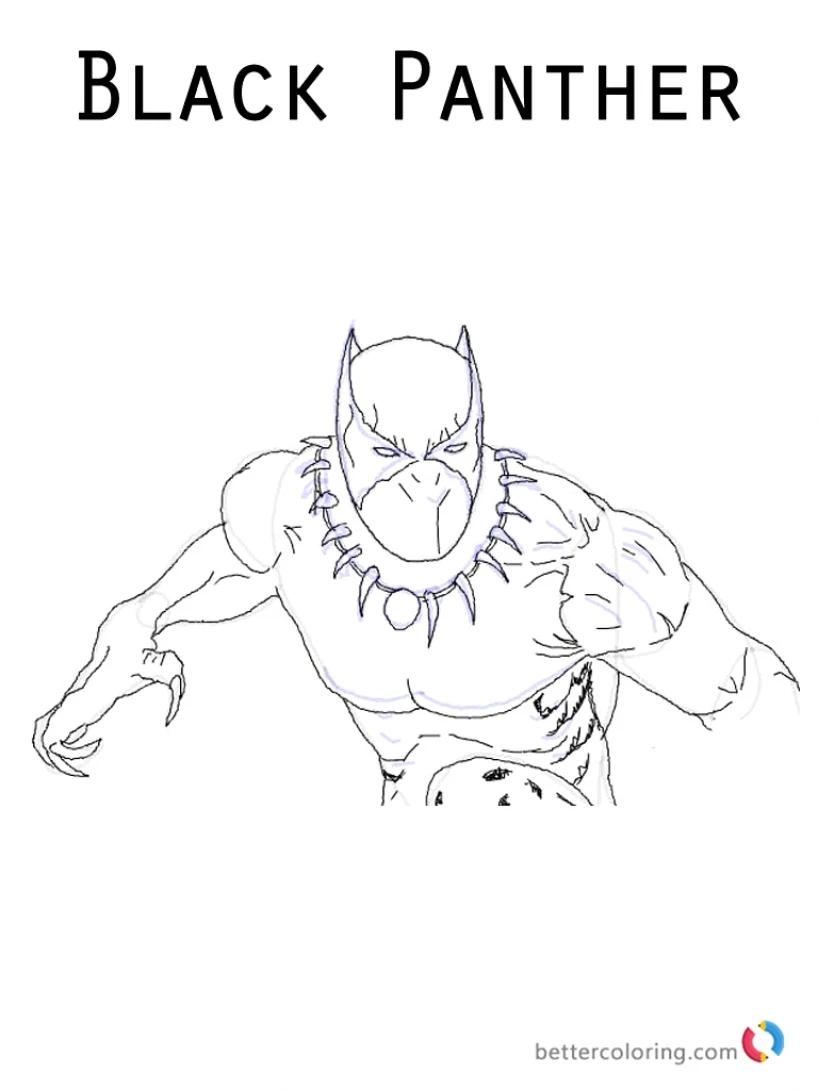 Kara Panter (Black Panther) boyama sayfası – yaratıcılığı geliştirir, keyifli zaman