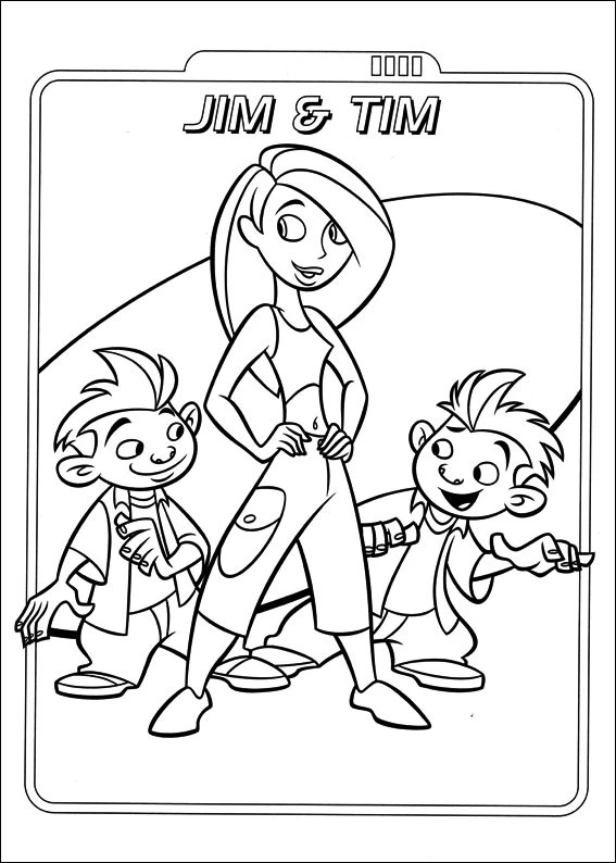 Kim Possible boyama sayfası – çizgi film temalı, basit çizim