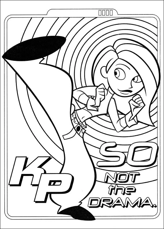 Kim Possible boyama sayfası – renkli çizimler, okul öncesi