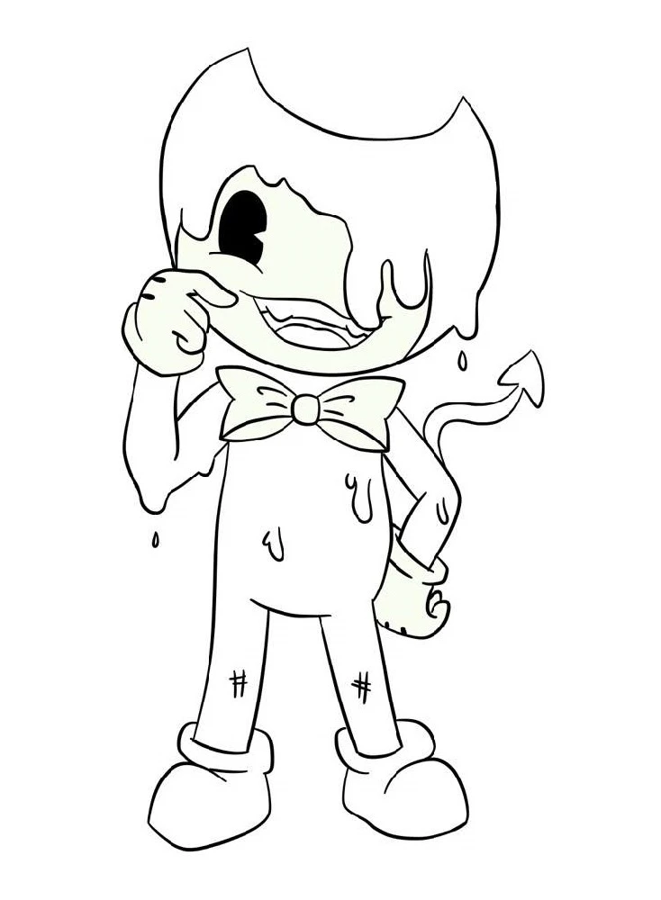 Bendy ve Mürekkep Makinesi boyama sayfası – yaratıcılık, eğlenceli etkinlik