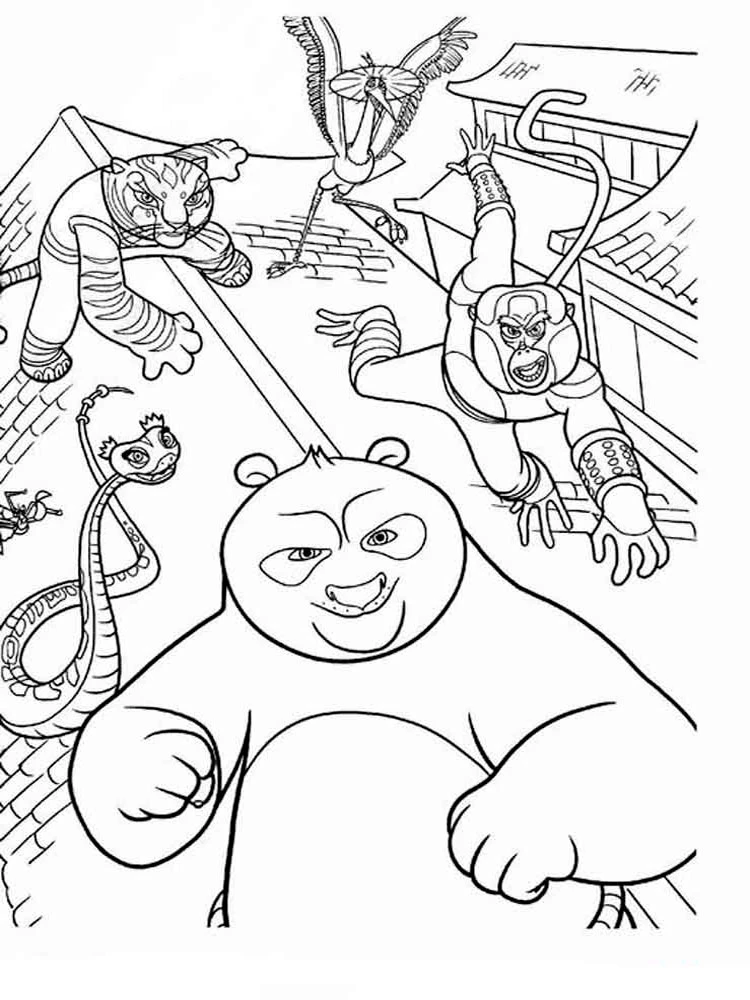 Kung Fu Panda boyama sayfası – evde etkinlik, ücretsiz yazdır