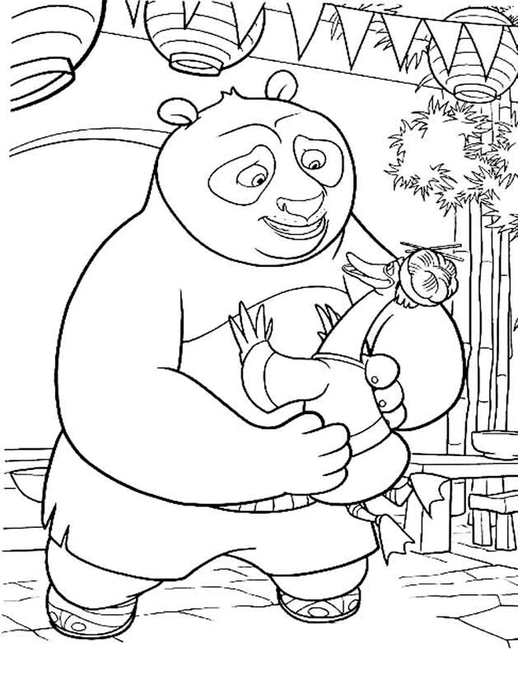 Kung Fu Panda boyama sayfası – sanatsal çalışma, çocuklar için