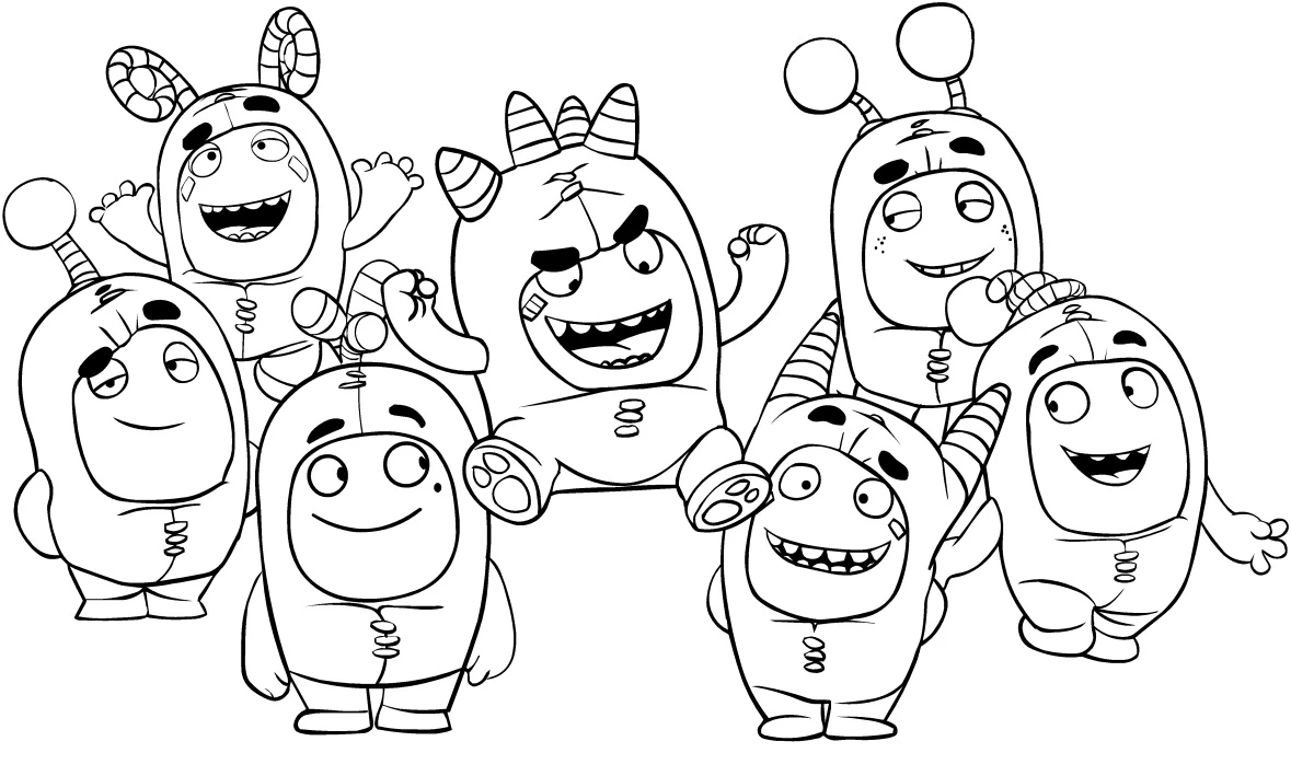 Oddbods boyama sayfası – sevimli karakter, sanatsal çalışma