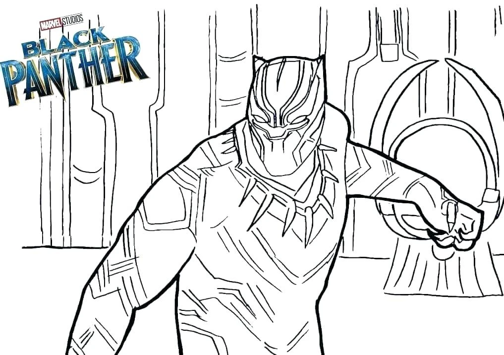Kara Panter (Black Panther) boyama sayfası – çizgi film temalı, basit çizim