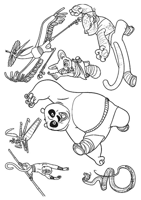 Kung Fu Panda boyama sayfası – eğlenceli etkinlik, el becerilerini geliştirir
