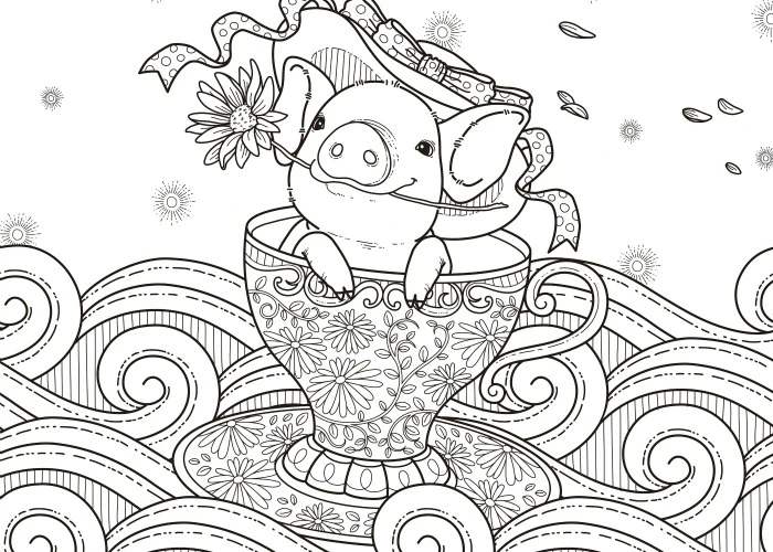 Domuz boyama sayfası – okul öncesi, evde etkinlik