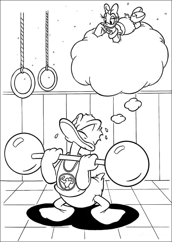 Donald Duck boyama sayfası – keyifli zaman, renkli çizimler