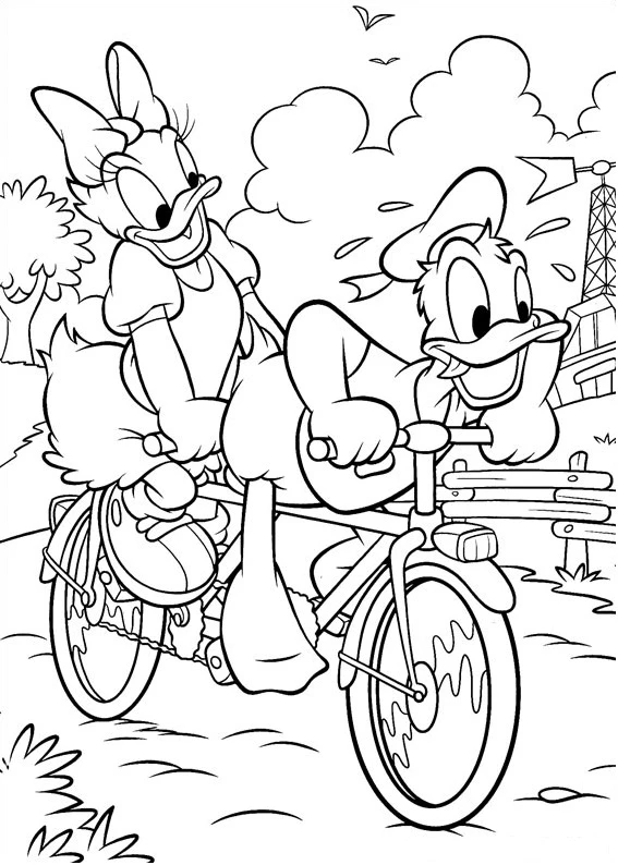 Donald Duck boyama sayfası – çocuklar için, çizgi film temalı