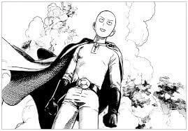One Punch Man boyama sayfası – kolay boyama, eğitici aktivite