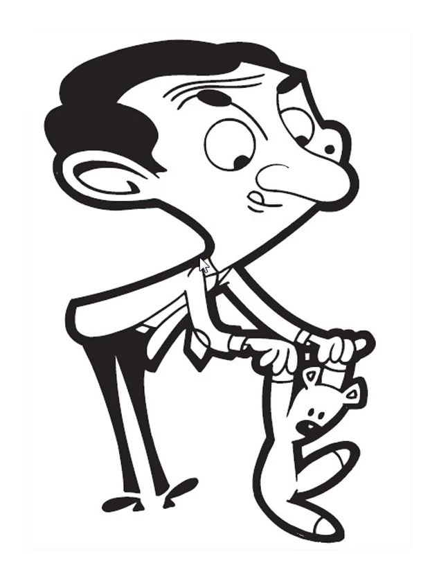 Mr. Bean boyama sayfası – çizgi film temalı, basit çizim