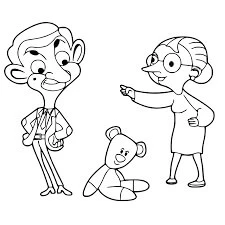 Mr. Bean boyama sayfası – basit çizim, kolay boyama