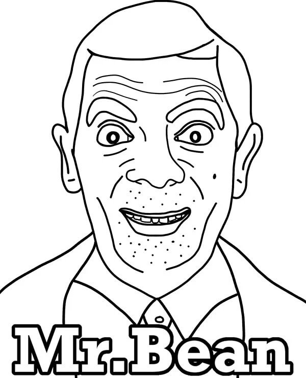 Mr. Bean boyama sayfası – renkli çizimler, okul öncesi