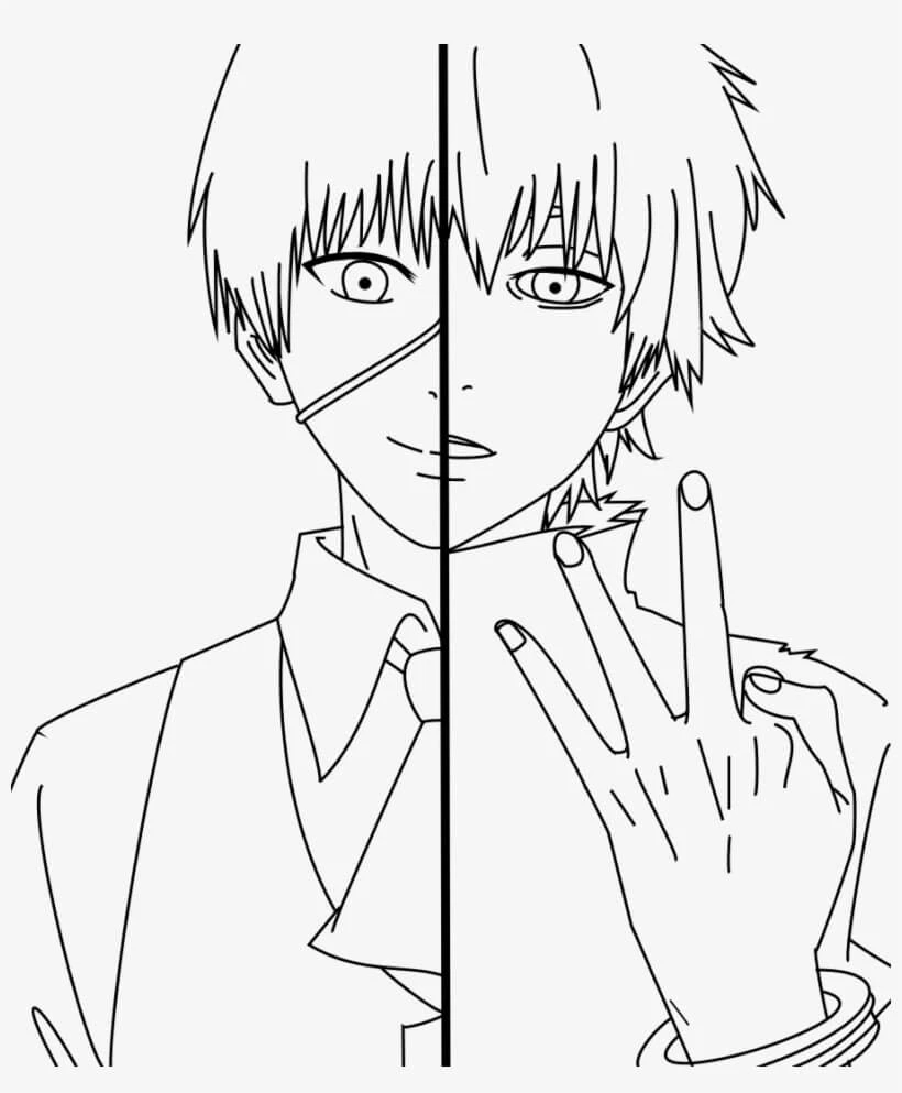 Kaneki Ken boyama sayfası – okul öncesi, evde etkinlik