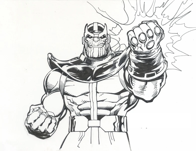 Thanos boyama sayfası #3 – motor becerileri destekler, mürekkep tasarrufu sağlar