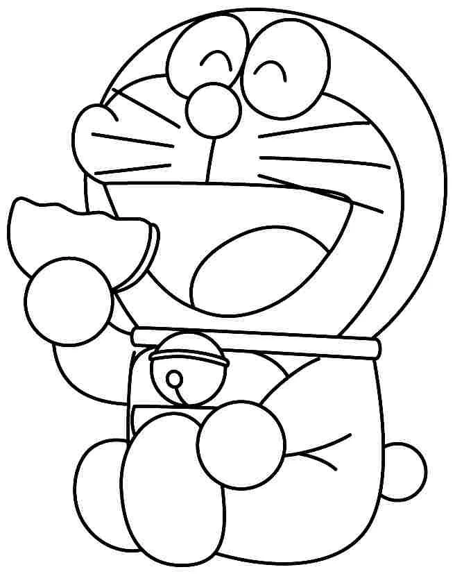 Doraemon boyama sayfası – basit çizim, kolay boyama