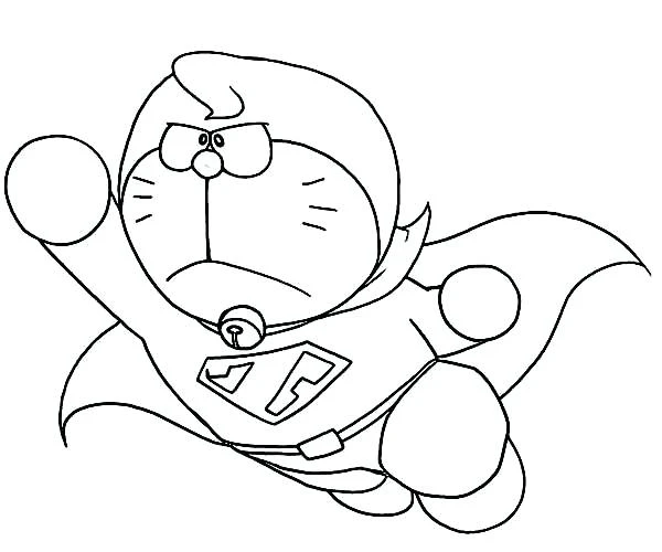 Doraemon boyama sayfası – çizgi film temalı, basit çizim