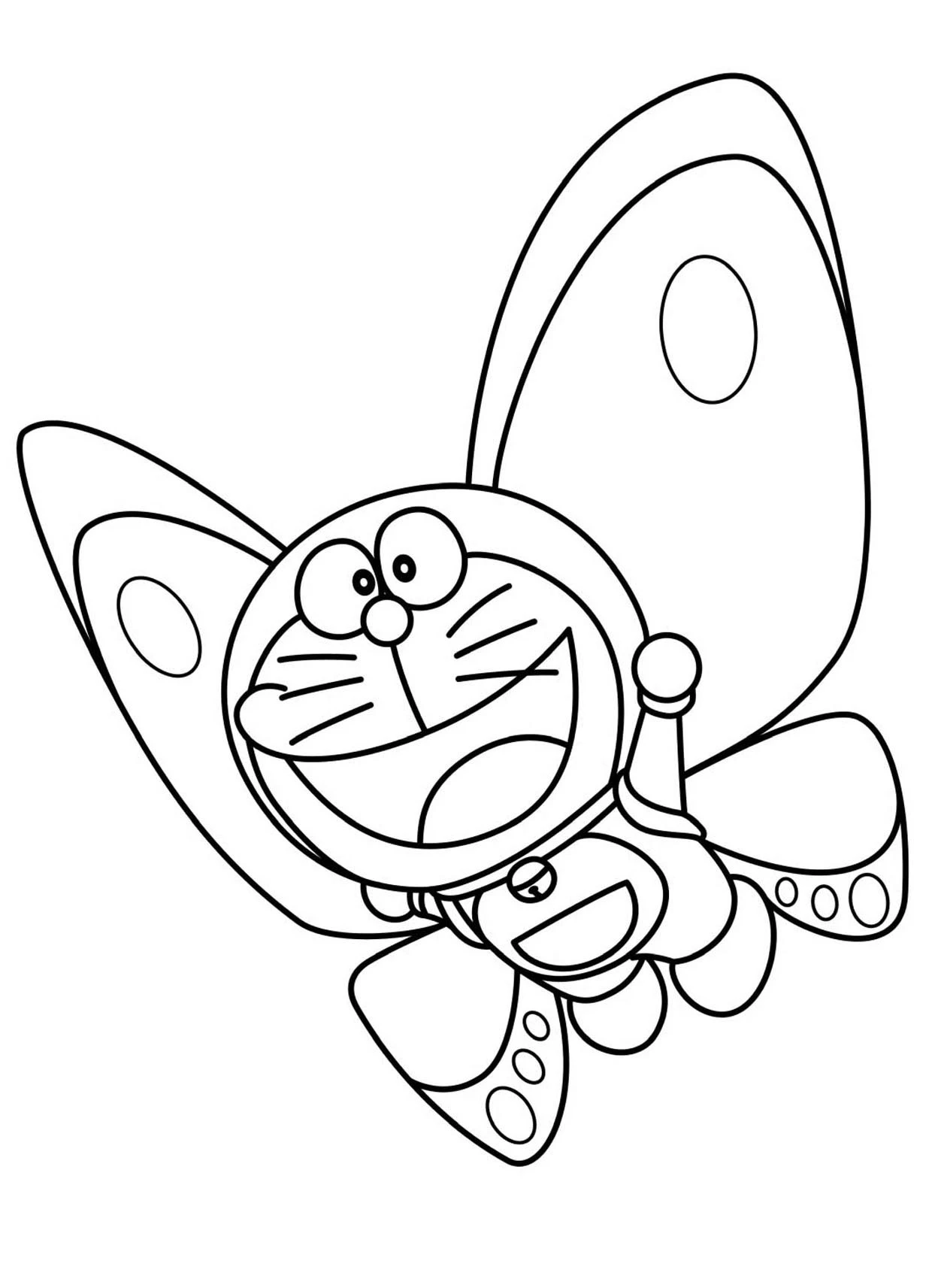 Doraemon boyama sayfası – çocuk aktivitesi, PDF indir
