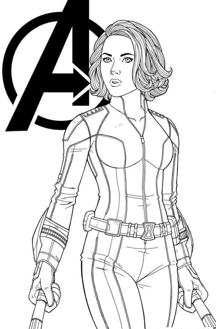 Black Widow boyama sayfası – boyama etkinliği, çocuk aktivitesi