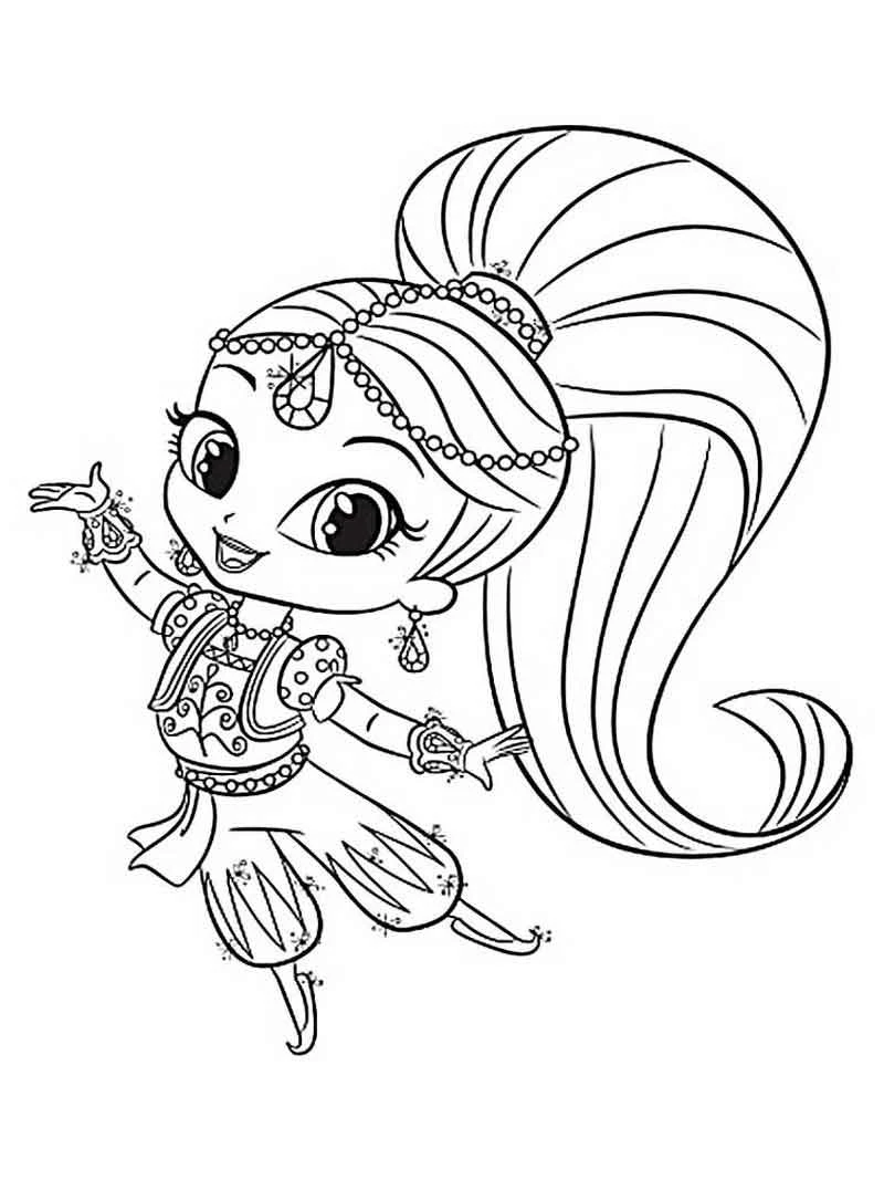 Işıltı ve Parıltı (Shimmer Ve Shine) boyama sayfası – kolay boyama, eğitici aktivite