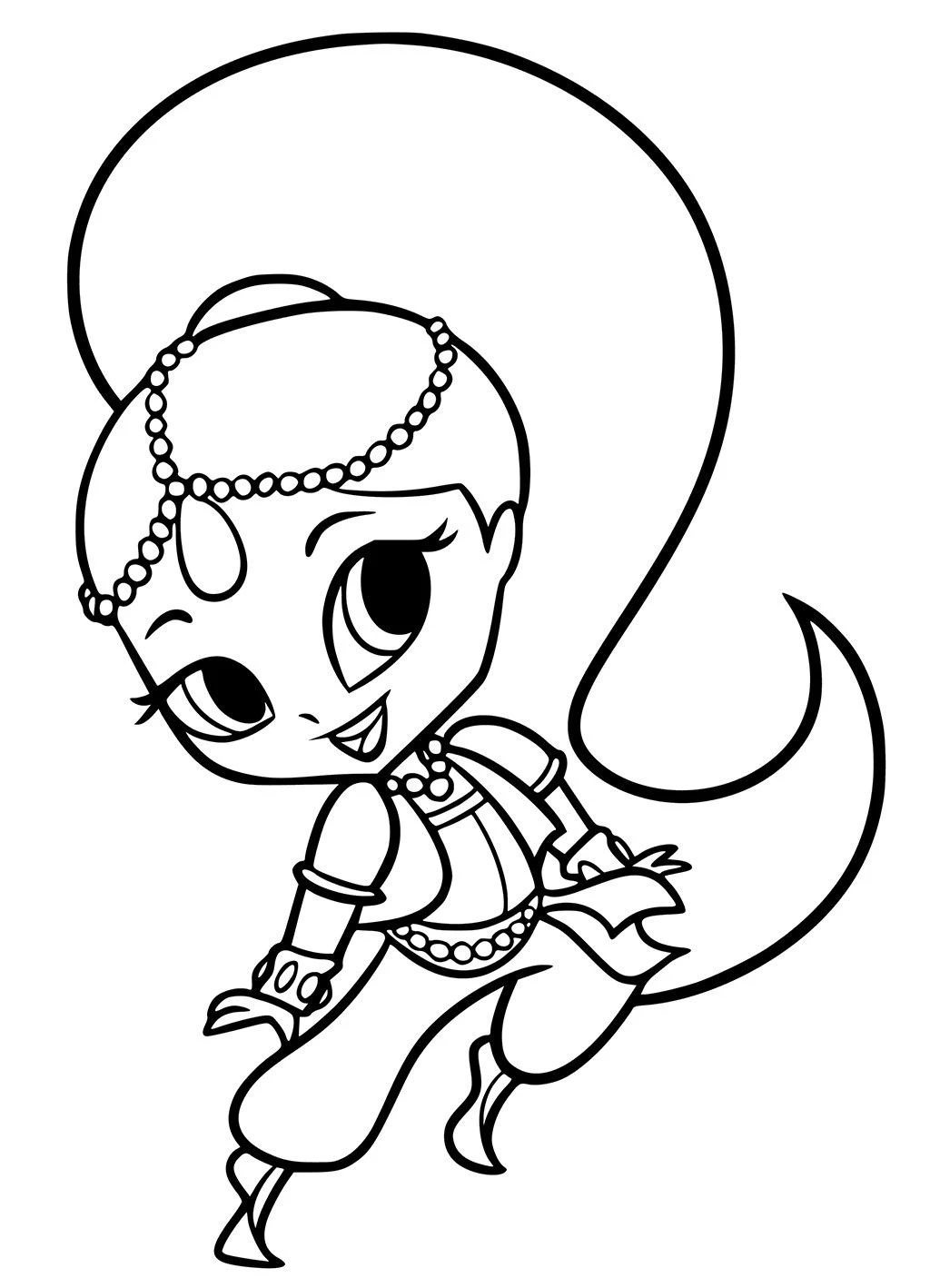 Işıltı ve Parıltı (Shimmer Ve Shine) boyama sayfası – sevimli karakter, sanatsal çalışma